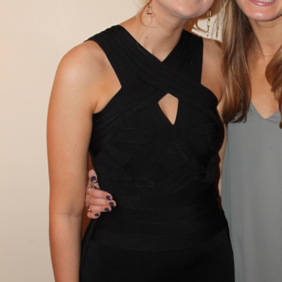 Herve Leger Black Floor Length Gown - Picture 3 of 5